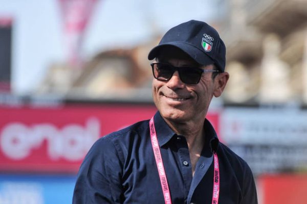 Davide Cassani reacts during the 106th Giro d'Italia 2023 Stage 1, a 19.6km individual time trial from Fossacesia Marina to Ortona on May 06, 2023 in Ortona, Italy. (Photo by Lorenzo Di Cola/NurPhoto via Getty Images)