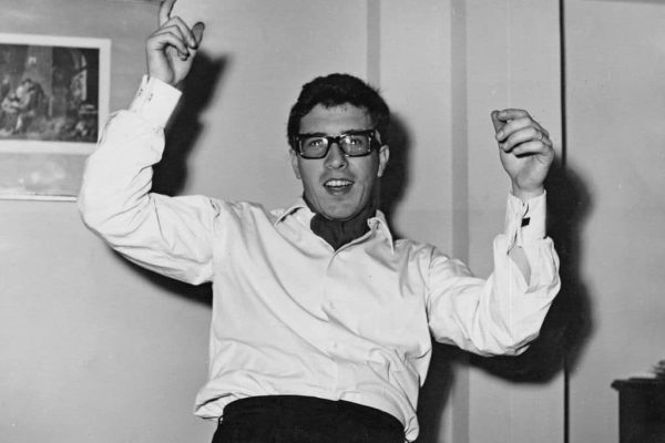 Italian singer Peppino di Capri (Giuseppe Faiella) dancing smiling. 1963. (Photo by Mondadori via Getty Images)